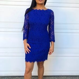 Diane Von Furstenberg Blue Lace Dress, size 4
